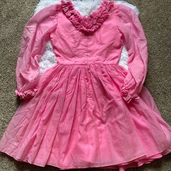 Vintage 60’s Square Dance Dress Swing Handmade Ruffle Pink Prairie Barbiecore - Picture 10 of 16